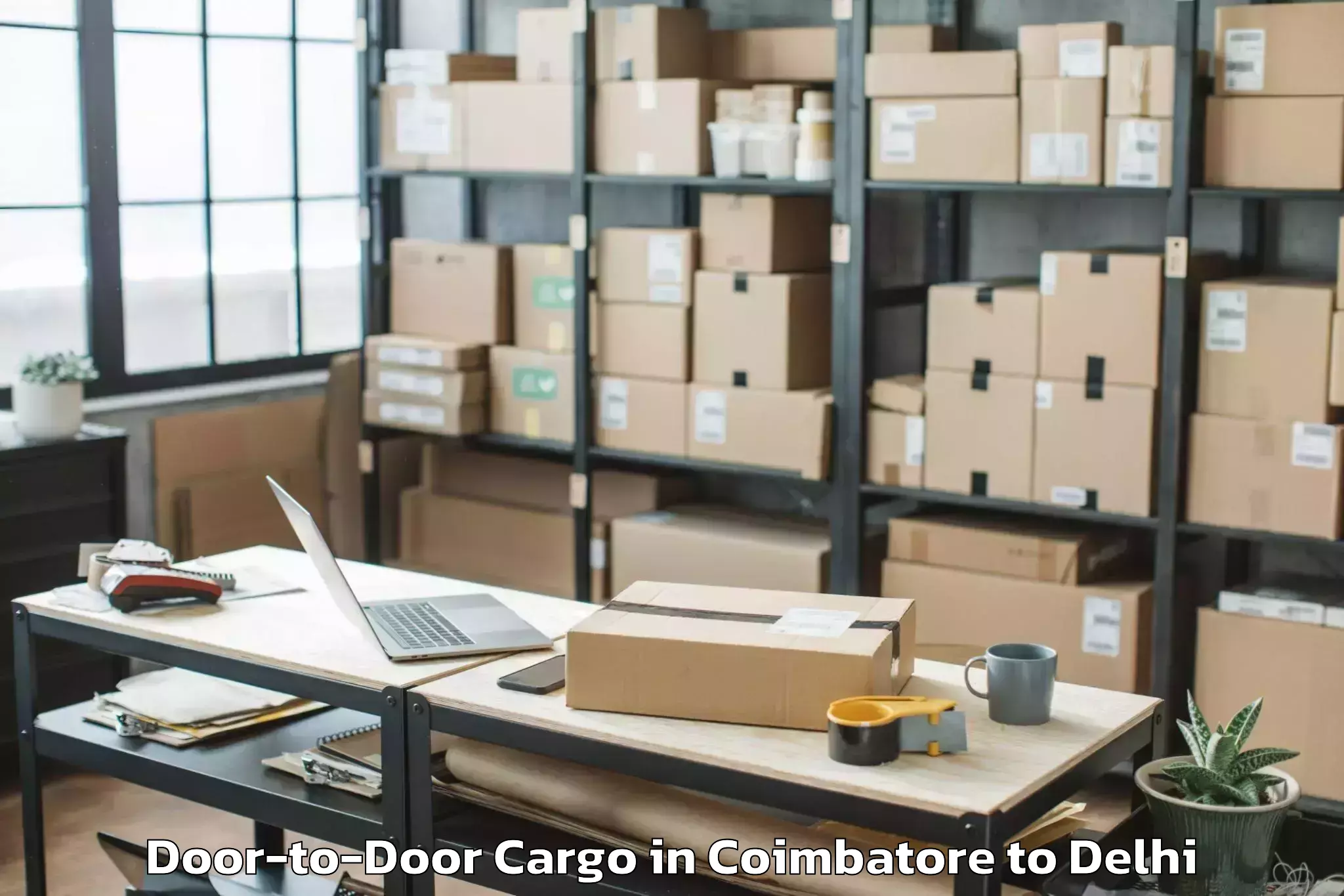 Hassle-Free Coimbatore to V3s East Centre Mall Door To Door Cargo